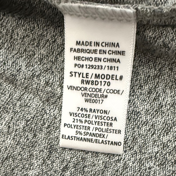 Splendid Light Gray V-Neck Long Sleeve Mini Dress - Picture 3 of 8